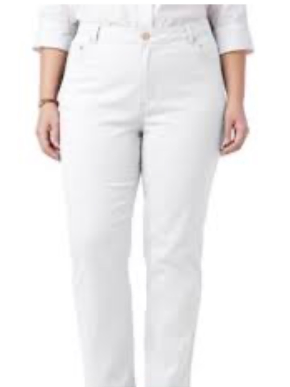 Woman Within White Ankle-Length Cropped Jeans